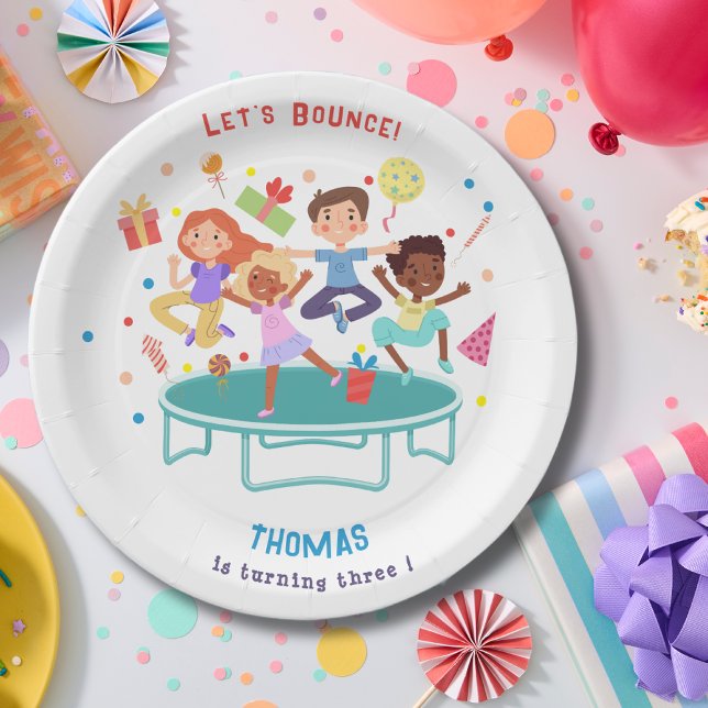 Prato De Papel aniversário de criança de pulos de vamos pulando t (Criador carregado)
