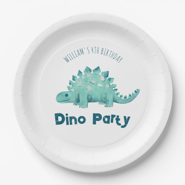 Prato De Papel Aniversário de criança Dinossauro do Partido Dino (Frente)