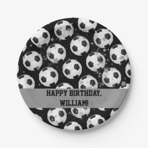 Prato De Papel Aniversário de criança do futebol do partido do