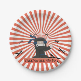 Prato De Papel Aniversário de criança do Guerreiro Ninja Cute