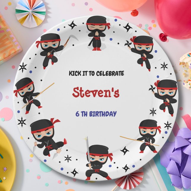 Prato De Papel Aniversário de criança estilo Ninja (Criador carregado)