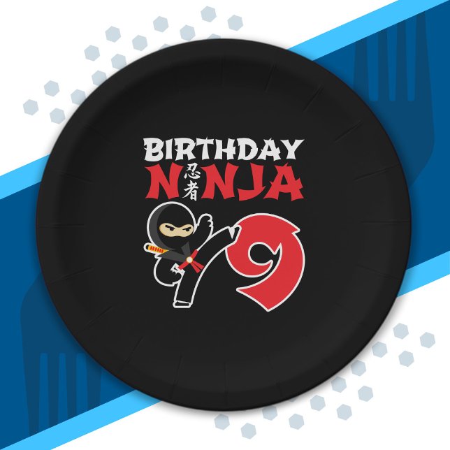 Prato De Papel Aniversário de criança Ninja - Tema de Partido com (Criador carregado)