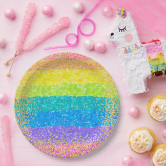 Prato De Papel Aniversário de criança - Partido Rainbow