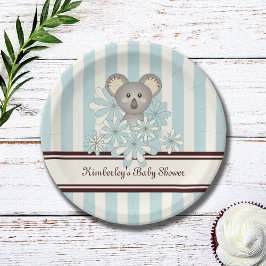 Prato De Papel Aniversário de criança Pastel Blue Koala / Chá de 