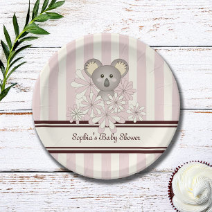 Prato De Papel Aniversário de criança Pastel Pink Koala CHÁ DE
