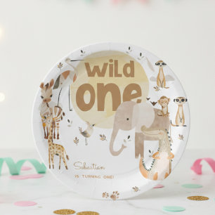 Prato De Papel Aniversário de criança selvagem de um safari