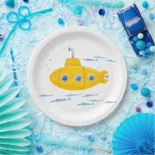 Prato De Papel Aniversário de criança Submarino Amarelo