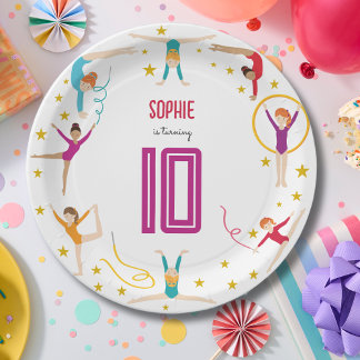 Prato De Papel Aniversário de desportista de acrobacias e ginásti