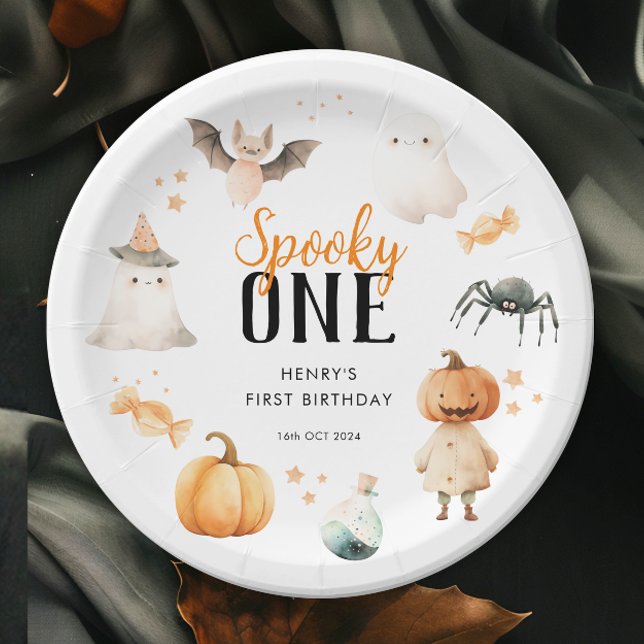 Prato De Papel Aniversário de Dia das Bruxas Spooky (Criador carregado)