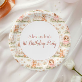 Prato De Papel Aniversário de Fada Caprichosa Rosa