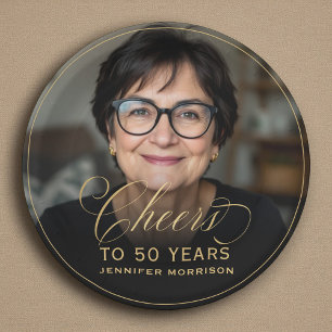 Prato De Papel Aniversário de Foto Personalizada de 50 Anos e Dou