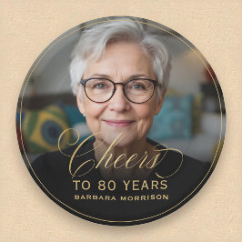 Prato De Papel Aniversário de Foto Personalizada de 80 Anos e Dou