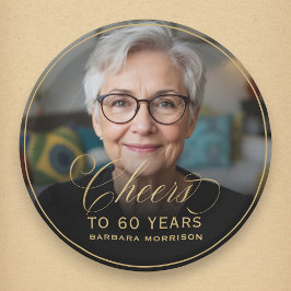 Prato De Papel Aniversário de Foto Personalizada para 60 Anos Dou