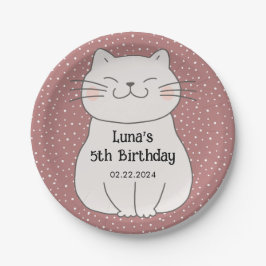 Prato De Papel Aniversário de Gatinhos Bons e Modernos