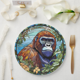 Prato De Papel Aniversário de Gorilla Africano