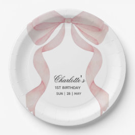 Prato de papel Aniversário de Meninas Arco Rosa