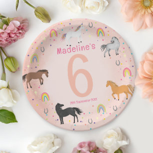 Prato De Papel Aniversário de Meninas Mágico Cute Pastel Rosa Uni