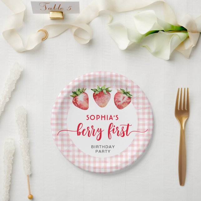 Prato De Papel Aniversário de Morango Primeiro Fruta (Casamento)