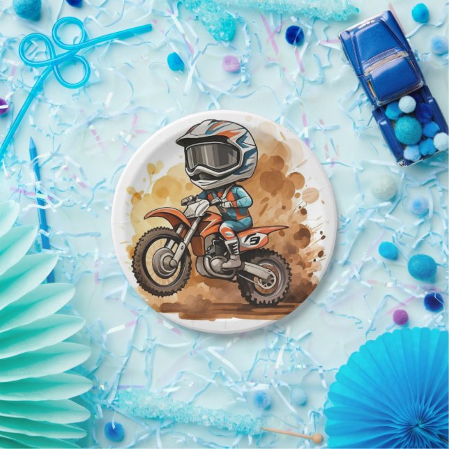 Prato De Papel Aniversário de motocicleta de Crianças Mágicas (Festa)