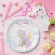 Aniversário de Papel Planta com um adorável unicór