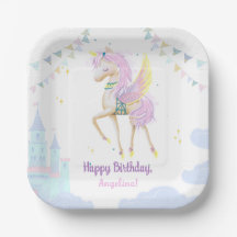 Aniversário de Papel Planta com um adorável unicór