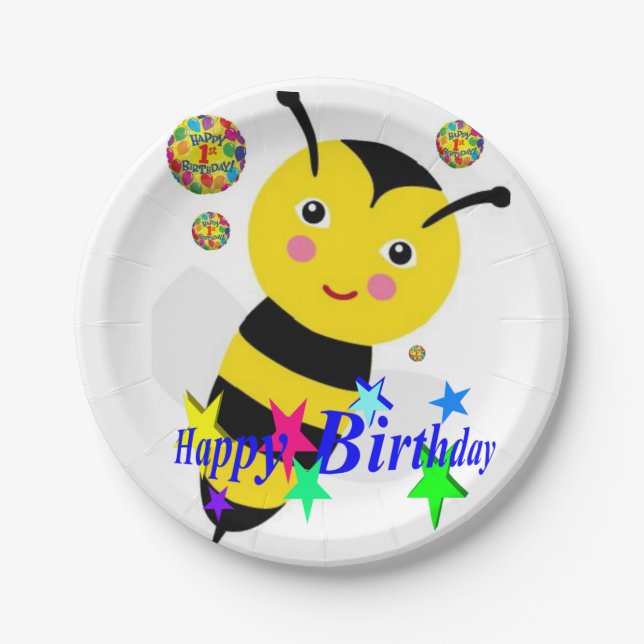 Prato De Papel Aniversário de Placas de Papel, Bumblebee (Frente)