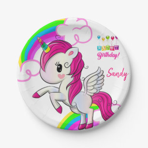 Prato De Papel Aniversário de Placas de Papel, Unicórnio