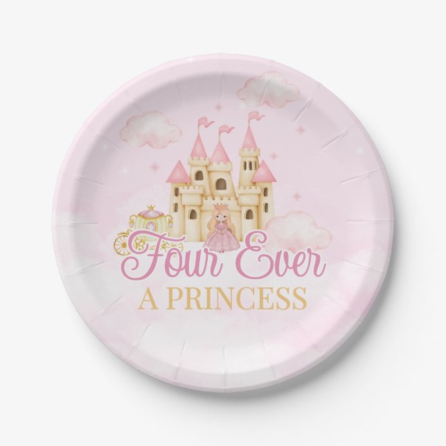 Prato De Papel Aniversário de Princesa (Frente)