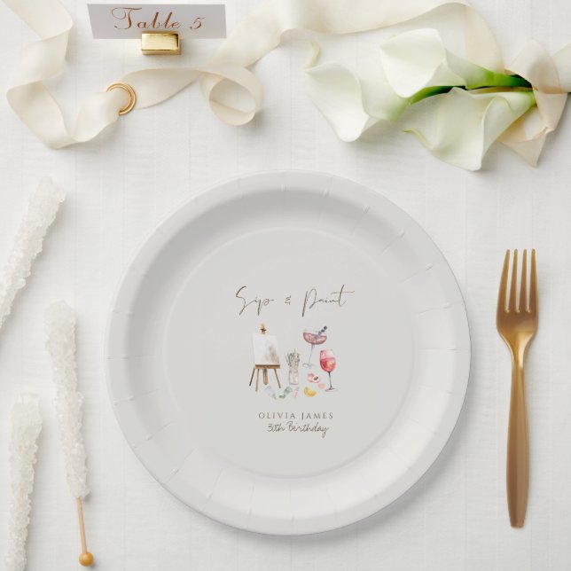 Prato De Papel Aniversário de qualquer idade para beber e pintar (Casamento)