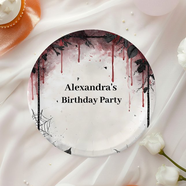 Prato De Papel Aniversário de Rosas de Sangue Góticas (Criador carregado)