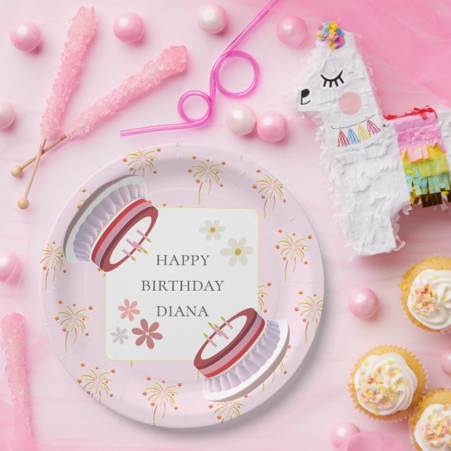 Prato De Papel Aniversário de Trabalho de arte do deserto de 3d d (Festa)