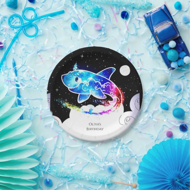 Prato De Papel Aniversário de Tubarão Mágico Deepsea (Festa)