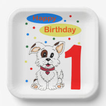 Aniversário de Um Ano do Bebê Cachorrinho Fofo e C