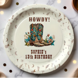 Prato De Papel Aniversário de vaquinha oeste selvagem