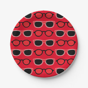 Prato De Papel Aniversário de Verão de Black Red Sunglass
