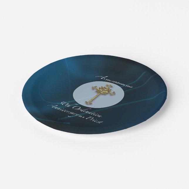 Prato De Papel Aniversário do 50º Jubileu Ordination do Padre (Inclinado)