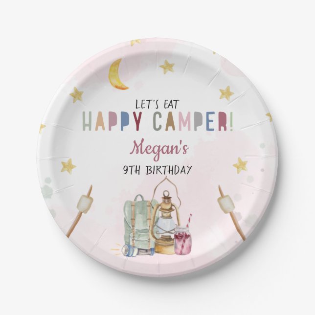 Prato De Papel Aniversário do Acampamento de Campanha (Frente)
