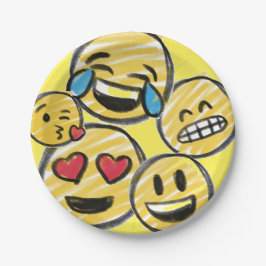 Prato De Papel Aniversário do Adolescente de Cartoon Doodle Emoji
