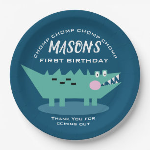 Prato De Papel Aniversário do Alligador Safari de Corte Moderno
