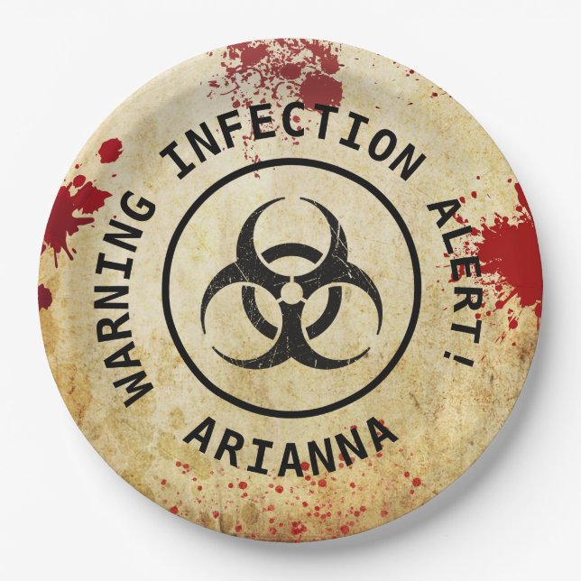 Prato De Papel Aniversário do Apocalypse Zombie | Halloween Bioha (Frente)