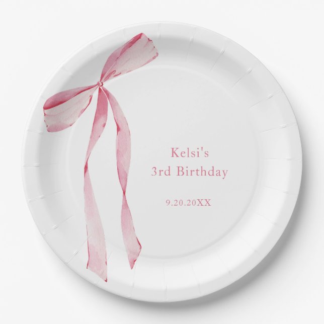 Prato De Papel Aniversário do Arco Cor-de-Cobra Rosa-Espelho (Frente)