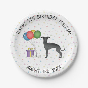 Prato De Papel Aniversário do Cãozinho Cartoon Bonito Galgo Itali
