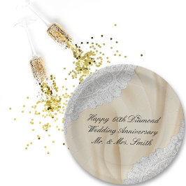 Prato De Papel Aniversário do Casamento de Diamante Faux Satin+La