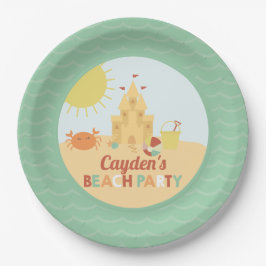 Prato De Papel Aniversário do Castelo de Areia de Verão do Partid