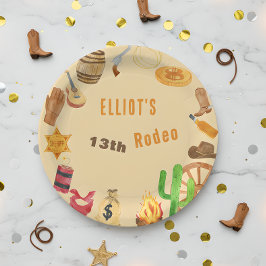 Prato De Papel Aniversário do cowboy rodeio ocidental