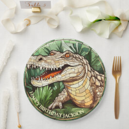 Prato De Papel Aniversário do Crocodilo Africano