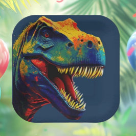 Prato De Papel Aniversário do Dinossauro Azul