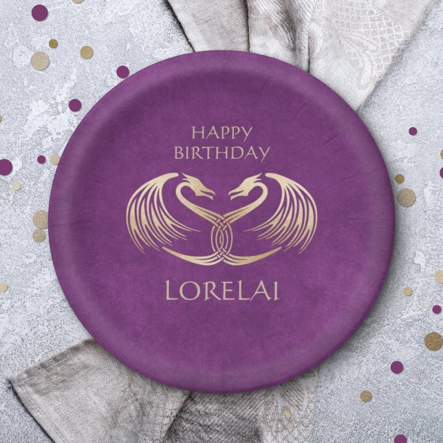 Prato De Papel Aniversário do Dragão Céltico Viking (Criador carregado)