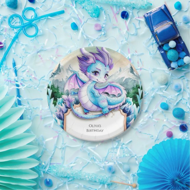 Prato De Papel Aniversário do Dragão de Gelo Gelado (Festa)