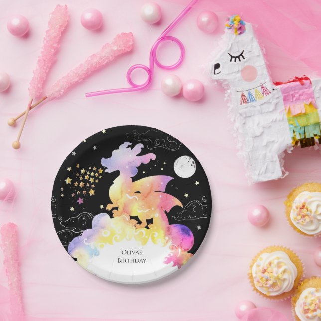 Prato De Papel Aniversário do Dragão Encantado para Crianças (Festa)